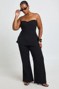 boohoo Ensemble Coordonné Top Bandeau À Détails Corset En Bengaline Et Pantalon À Jambes Évasées<Femme Ensembles