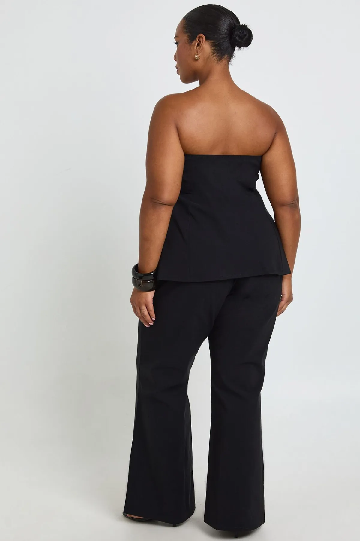 boohoo Ensemble Coordonné Top Bandeau À Détails Corset En Bengaline Et Pantalon À Jambes Évasées<Femme Ensembles