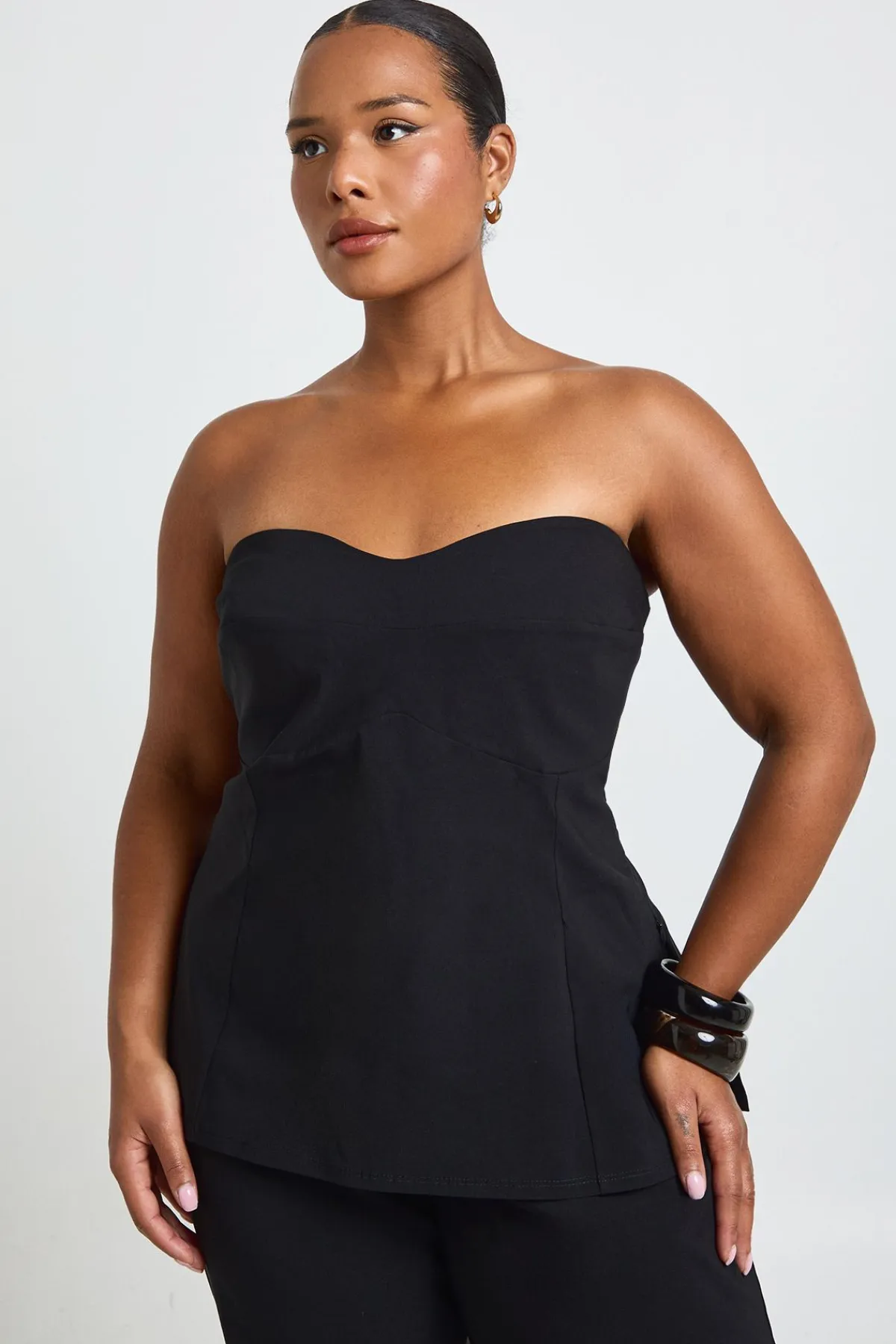 boohoo Ensemble Coordonné Top Bandeau À Détails Corset En Bengaline Et Pantalon À Jambes Évasées<Femme Ensembles