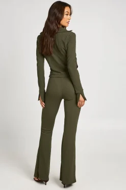 boohoo Ensemble Coordonné Top Cache-cœur Et Pantalon Évasé En Tissu Froissé Pour Grandes Tailles<Femme Ensembles