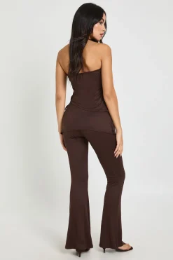boohoo Ensemble Coordonné Top Dos Nu et Jupe Évasée Taille Portefeuille<Femme Looks Chocolat|Ensembles