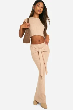 boohoo Ensemble coordonné top en maille côtelée & jupe maxi drapée<Femme Pulls Et Gilets|Toutes Les Mailles
