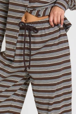 boohoo Ensemble Coordonné Top Manches Longues Côtelé Rayé Boutonné et Pantalon<Femme Ensembles