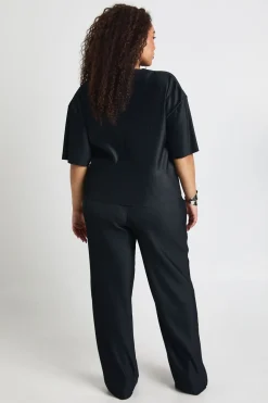 Ensemble Coordonné Top Plissé Ample Et Pantalon Large Grande Taille