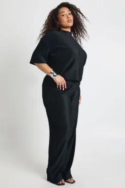 Ensemble Coordonné Top Plissé Ample Et Pantalon Large Grande Taille