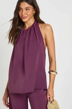 Ensemble Coordonné Top Plissé Dos Nu Et Pantalon Large