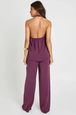 Ensemble Coordonné Top Plissé Dos Nu Et Pantalon Large