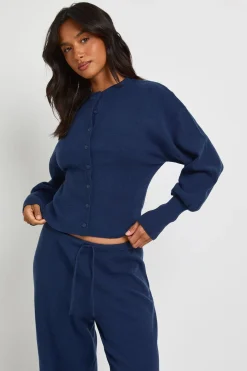 Ensemble Coordonné Tricoté Petite Avec Cardigan Taille Cintrée Et Pantalon Large
