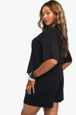 Ensemble coordonné T-shirt à côtes texturées Plus & short