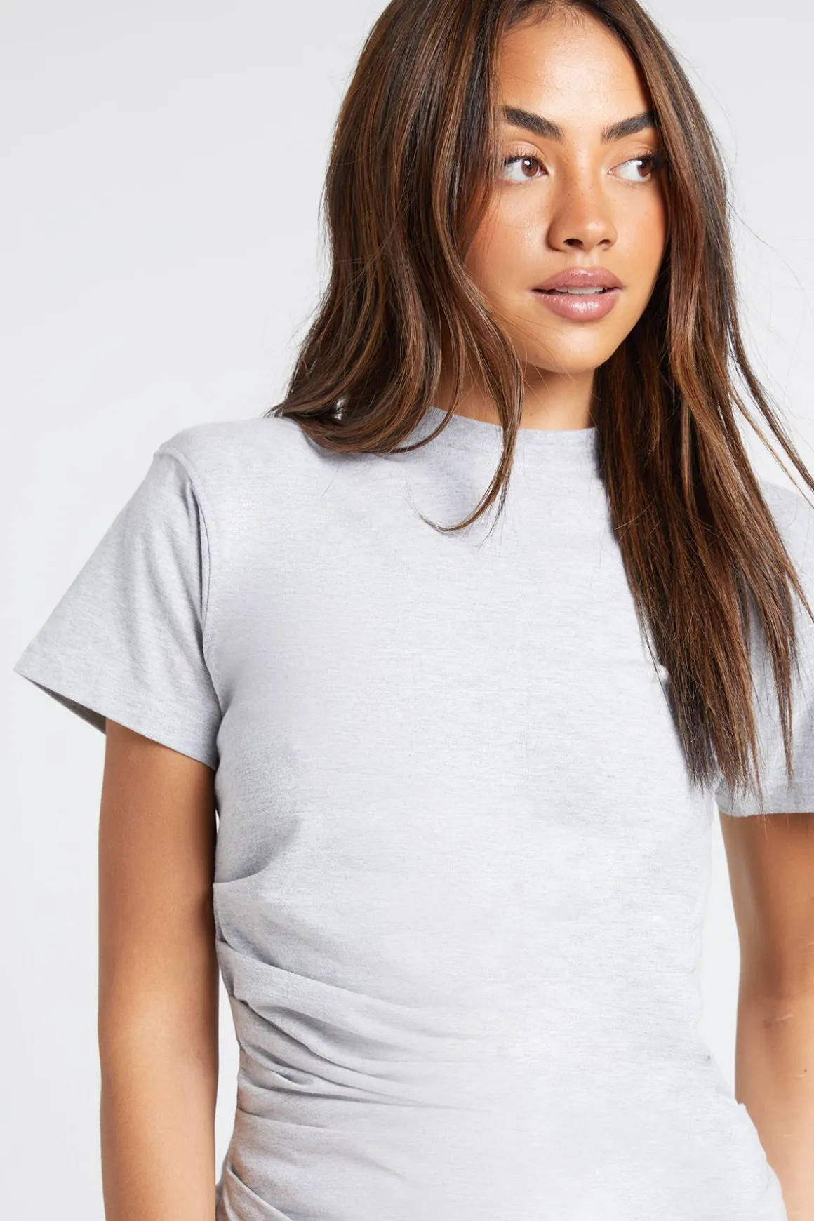 Ensemble Coordonné T-shirt Froncé À Épaulettes Et Pantalon Droit Jambe Large