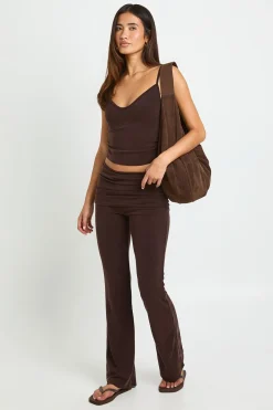 boohoo Ensemble Coord Premium Délavé Avec Débardeur Décolleté Cœur Et Pantalon Évasé À Taille Repliée<Femme Ensembles