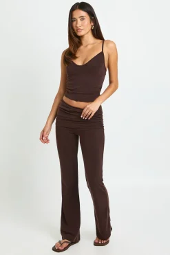 boohoo Ensemble Coord Premium Délavé Avec Débardeur Décolleté Cœur Et Pantalon Évasé À Taille Repliée<Femme Ensembles