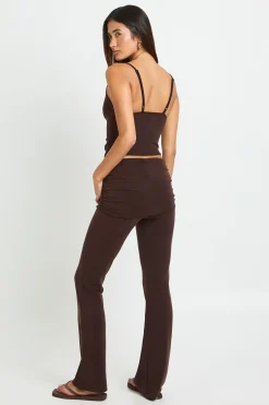boohoo Ensemble Coord Premium Délavé Avec Débardeur Décolleté Cœur Et Pantalon Évasé À Taille Repliée<Femme Ensembles