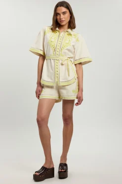 KarenMillen Ensemble Court Brodé De Perles En Mélange De Lin<Femme Tenues De Plage|Shorts