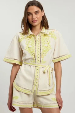 KarenMillen Ensemble Court Brodé De Perles En Mélange De Lin<Femme Tenues De Plage|Shorts