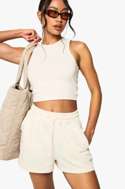 boohoo Ensemble crop top à dos nageur et short<Femme Survêtements|Survêtements