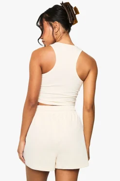 boohoo Ensemble crop top à dos nageur et short<Femme Survêtements|Survêtements