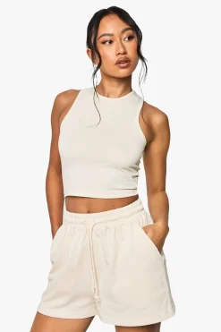 boohoo Ensemble crop top à dos nageur et short<Femme Survêtements|Survêtements