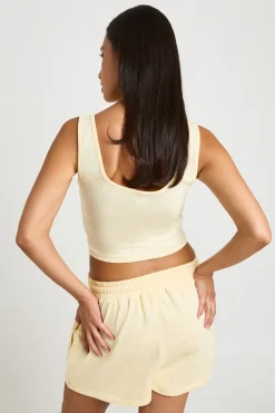 Ensemble Crop Top Encolure Dégagée Et Short Molleton