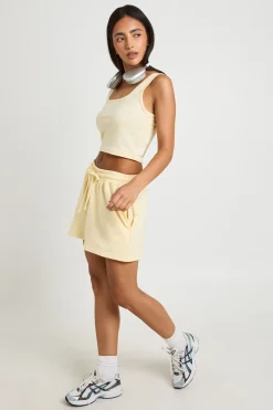 Ensemble Crop Top Encolure Dégagée Et Short Molleton
