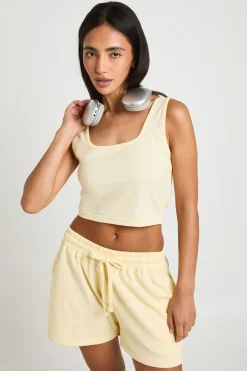 Ensemble Crop Top Encolure Dégagée Et Short Molleton