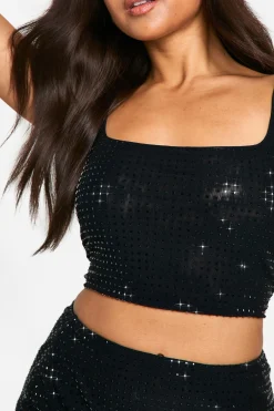 boohoo Ensemble Crop Top Et Mini-jupe À Strass Petite Taille<Femme Ensembles