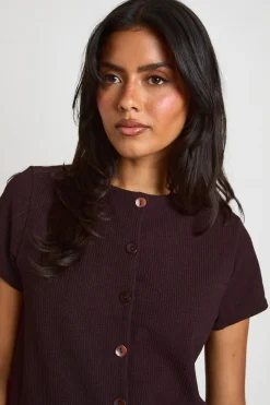 Ensemble Côtelé Haut Manches Courtes Boutonné Et Short