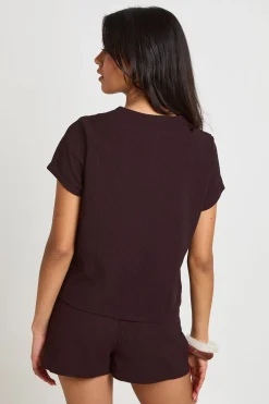 Ensemble Côtelé Haut Manches Courtes Boutonné Et Short