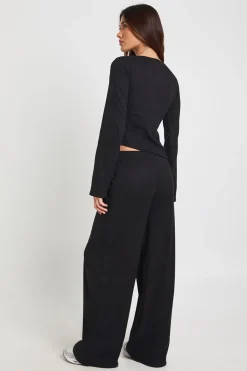 boohoo Ensemble Côtelé Taille Cintrée Manches Longues Jambes Larges<Femme Ensembles
