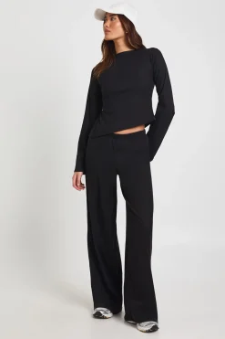 boohoo Ensemble Côtelé Taille Cintrée Manches Longues Jambes Larges<Femme Ensembles