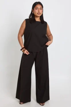 Ensemble Débardeur Ample Et Pantalon Large À Effet Lin Grande Taille