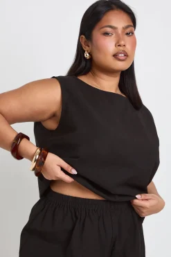 Ensemble Débardeur Ample Et Pantalon Large À Effet Lin Grande Taille