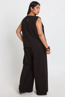 Ensemble Débardeur Ample Et Pantalon Large À Effet Lin Grande Taille