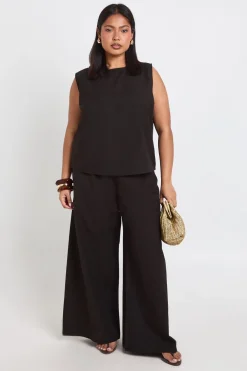 Ensemble Débardeur Ample Et Pantalon Large À Effet Lin Grande Taille