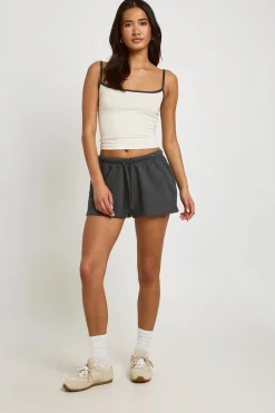 boohoo Ensemble Débardeur Caraco À Bretelles Contrastées Et Short Molleton<Femme Survêtements|Survêtements