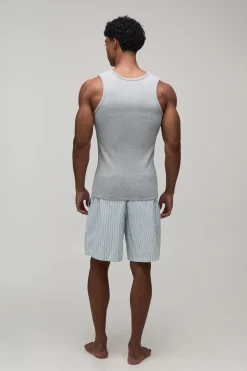 Ensemble Débardeur Côtelé Ajusté Musclé Et Short Ample De Détente
