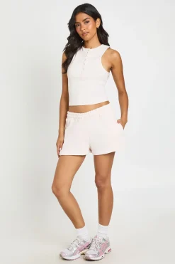 Ensemble Débardeur Côtelé Lavé Avec Détails Boutonnés Et Short Molleton