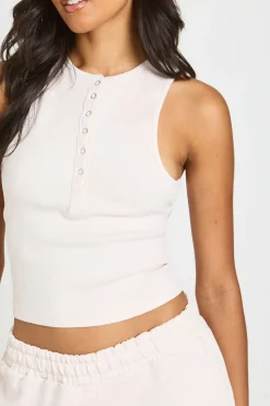 Ensemble Débardeur Côtelé Lavé Avec Détails Boutonnés Et Short Molleton