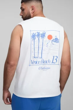 boohooMAN Ensemble Débardeur à emmanchure tombante et short décontracté à imprimé paysage grande taille<Homme Survêtements Grande Taille|Tout Afficher