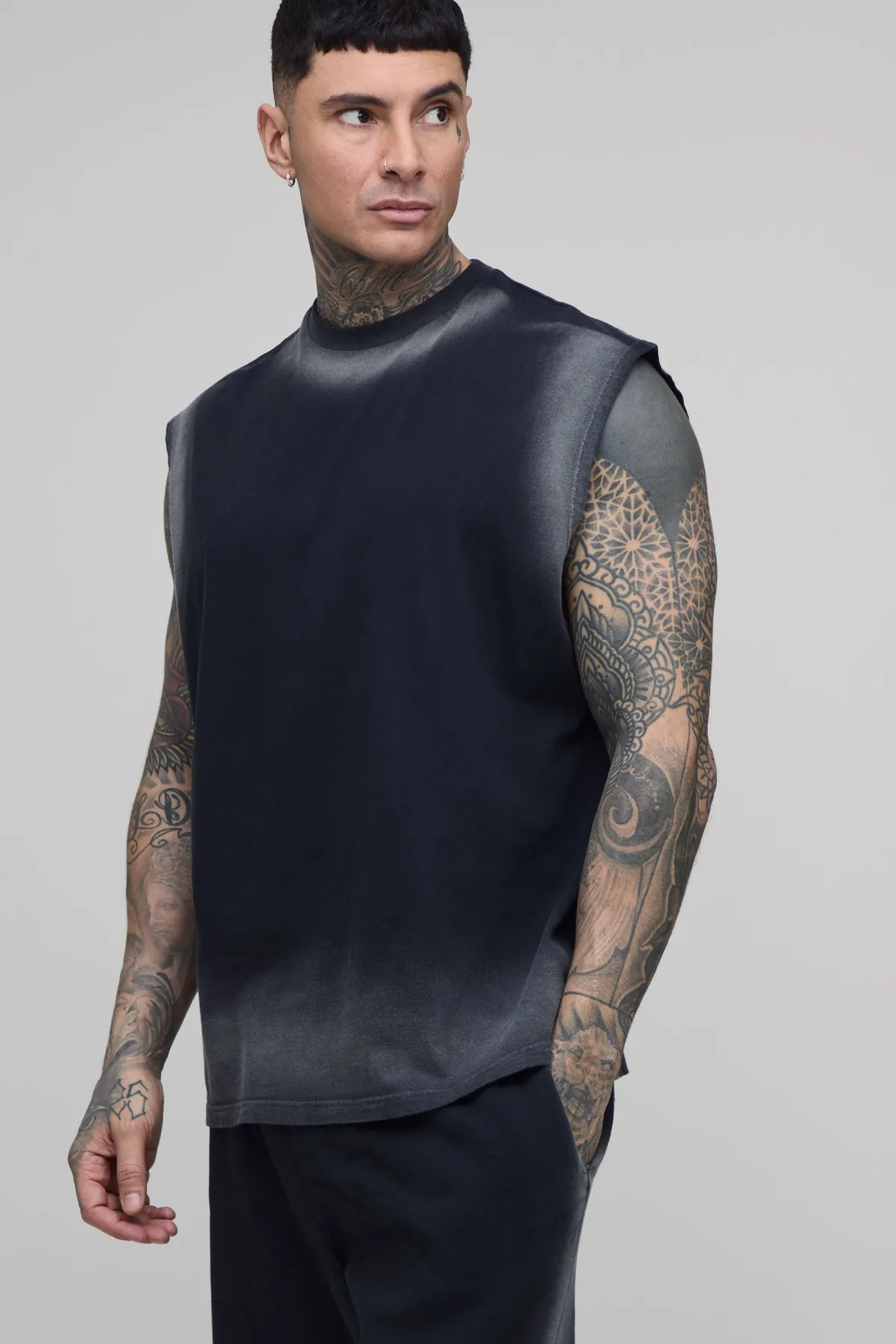 boohooMAN Ensemble Débardeur Et Jogger Oversize Tall Effet Lavage Spray Coutures<Homme Tout Afficher|Survêtements
