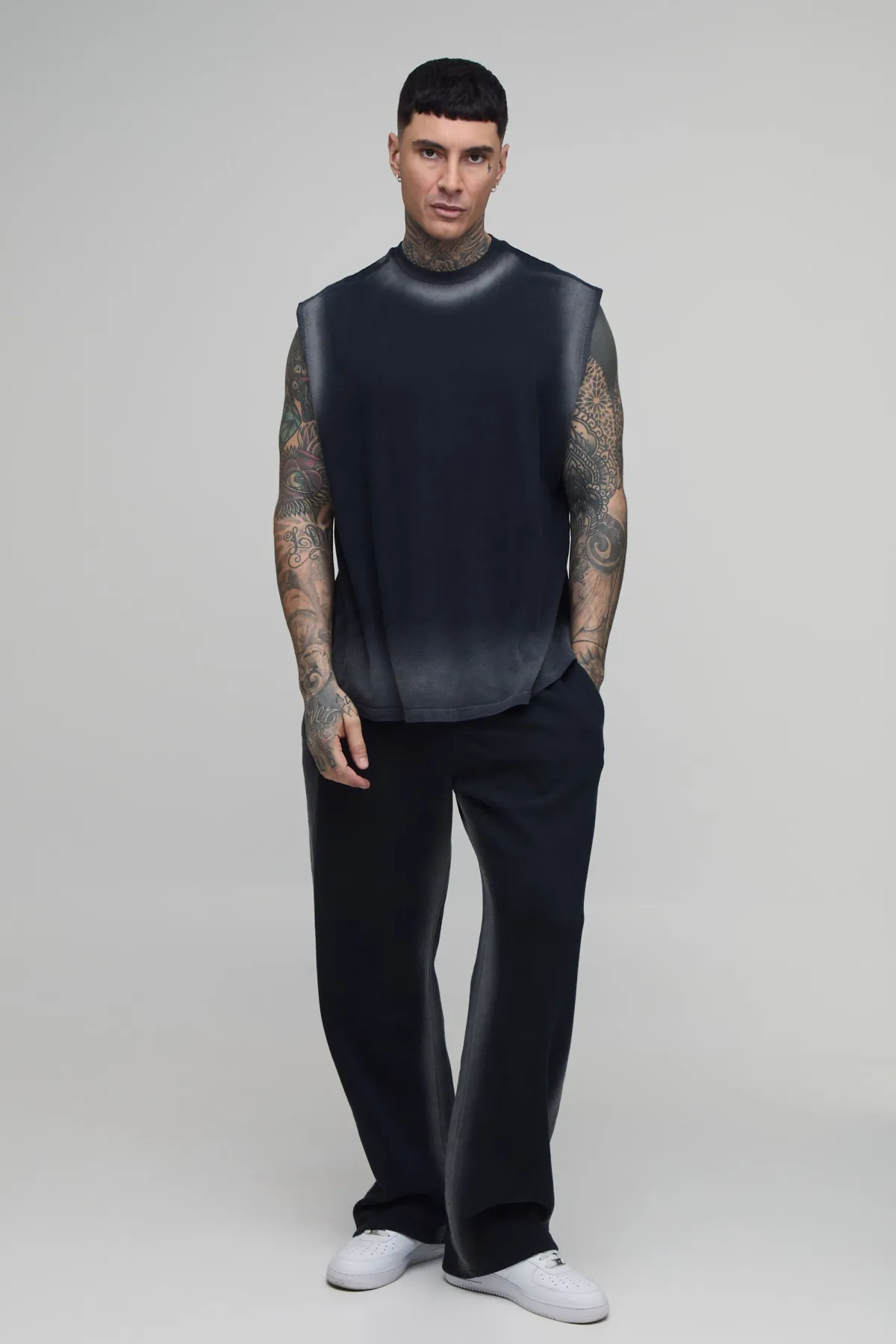 boohooMAN Ensemble Débardeur Et Jogger Oversize Tall Effet Lavage Spray Coutures<Homme Tout Afficher|Survêtements