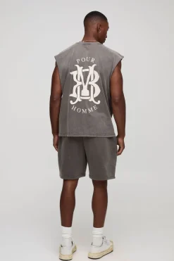 boohooMAN Ensemble débardeur et short homme surdimensionné boxy lavé<Homme Survêtements