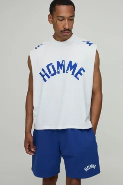 boohooMAN Ensemble Débardeur Oversize Ample À Emmanchures Basses Et Short Baggy Imprimé Homme<Homme Survêtements