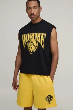 Ensemble Débardeur Oversized Boxy À Emmanchures Basses Et Short Ample Imprimé Homme