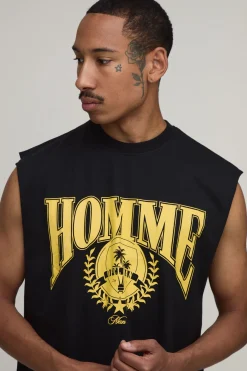 Ensemble Débardeur Oversized Boxy À Emmanchures Basses Et Short Ample Imprimé Homme