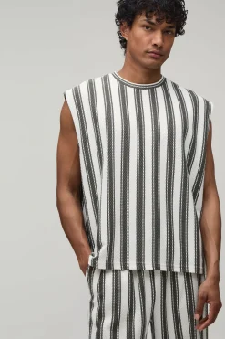 boohooMAN Ensemble Débardeur Rayé Oversize Ample À Épaules Tombantes Et Jogger<Homme Survêtements