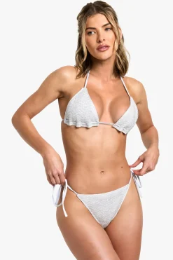 boohoo Ensemble de bikini haut triangle en crochet à bretelles contrastées et bas bikini à nouer sur le côté<Femme Maillots De Bain|Tenues De Plage