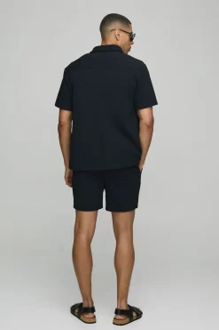 boohooMAN Ensemble de chemise à manches courtes en jersey à chevrons et short<Homme Ensembles|Tout Afficher