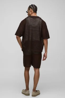 Ensemble de chemise tricotée à coupe boxy, point ouvert, blocs de couleurs et rayures