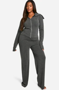 boohoo Ensemble de détente bicolore Plus – Haut zippé et pantalon<Femme Ensembles